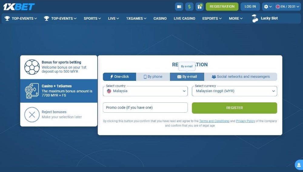 Ewallet casino 1xBet in Malaysia