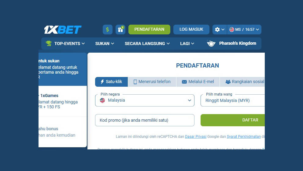 1xbet registration page