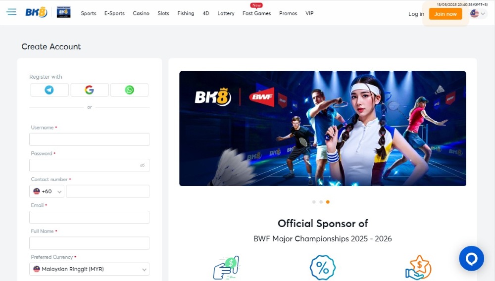 Ewallet online casino BK8 in Malaysia