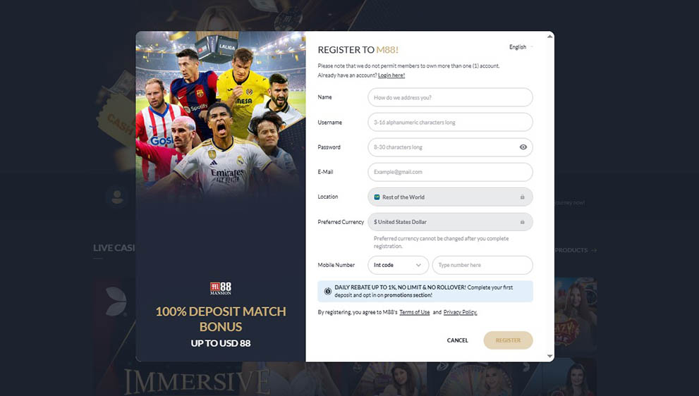 Sign up form